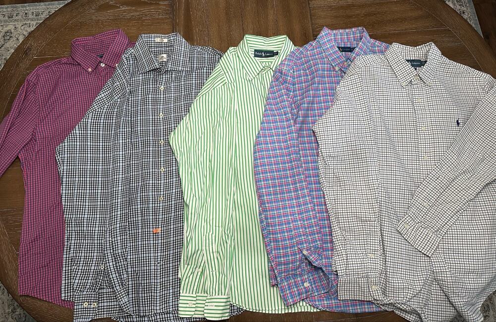 LOT x 5 Long Sleeve Button Shirts Sz L Ralph Lauren Vineyard Vines Peter Millar